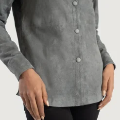 Zenith Grey Suede Leather Shirt Jacket