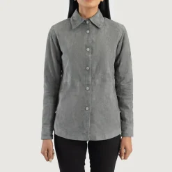 Zenith Grey Suede Leather Shirt Jacket