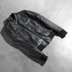 Zenna Black Leather Bomber Jacket