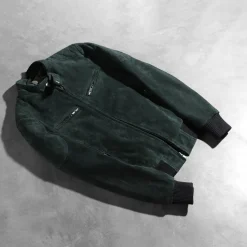 Zenna Green Suede Bomber Jacket
