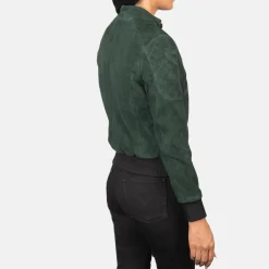 Zenna Green Suede Bomber Jacket