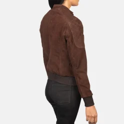 Zenna Mocha Suede Bomber Jacket