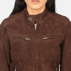 Zenna Mocha Suede Bomber Jacket