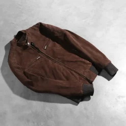 Zenna Mocha Suede Bomber Jacket
