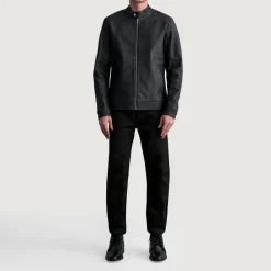Zen Tumbled Black Leather Biker Jacket