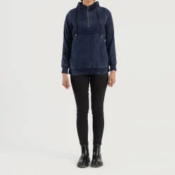 Zest Blue Hooded Suede Pullover Jacket