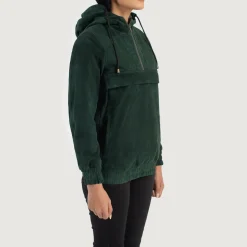 Zest Green Hooded Suede Pullover Jacket