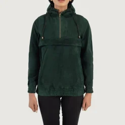 Zest Green Hooded Suede Pullover Jacket